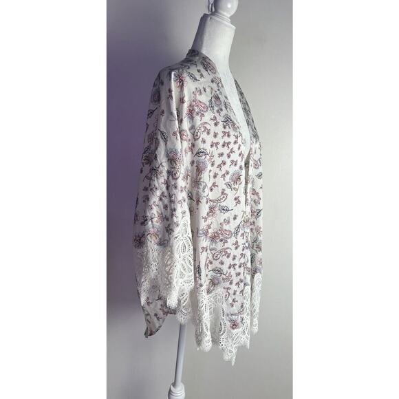 Victoria's Secret Robe Kimono Open Front Paisley Lace Trim XS/S Night Sleep - Picture 3 of 8